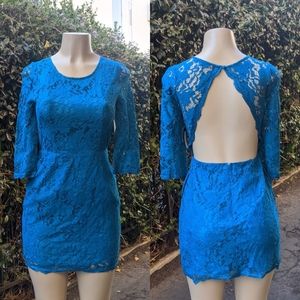 NWT Deep Turquoise lace dress with sleeves (S)